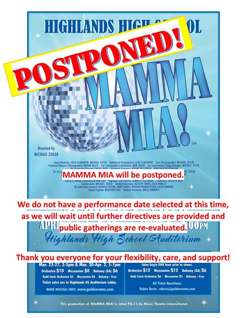 Postponed Mamma Mia Poster 